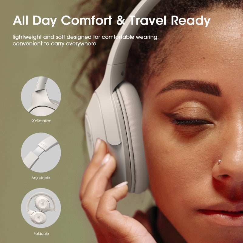 DOQAUS Bluetooth Headphones Over The Ear Wireless, 70H Playtime, 3 EQ Modes, HiFi Stereo with Deep Bass, Memory Foam Comfort for Travel, Gym, Workout, Phone, PC - Christmas Gifts Stocking Stuffers - Image 5