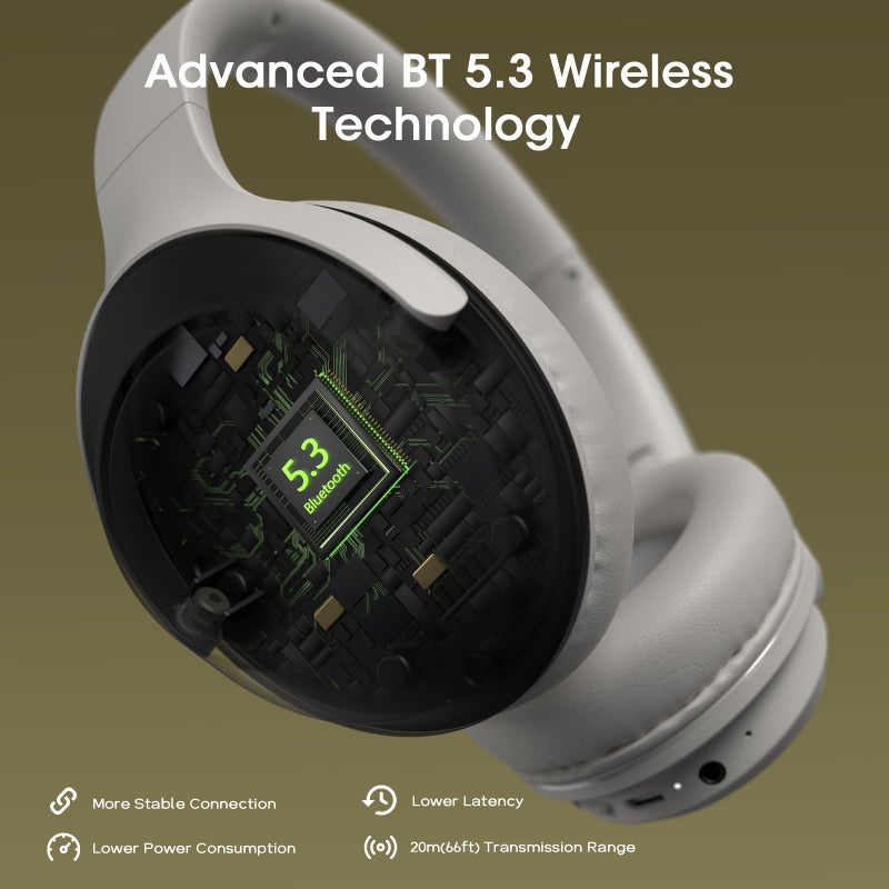 DOQAUS Bluetooth Headphones Over The Ear Wireless, 70H Playtime, 3 EQ Modes, HiFi Stereo with Deep Bass, Memory Foam Comfort for Travel, Gym, Workout, Phone, PC - Christmas Gifts Stocking Stuffers - Image 4