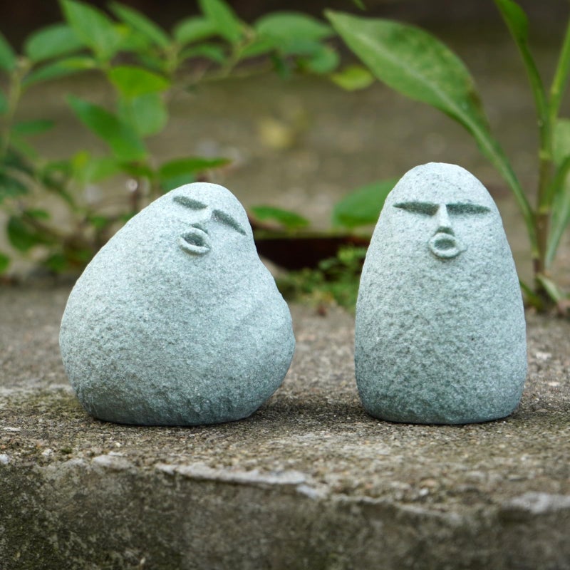 Daisylily Cute Stone Primitive Man Figurine: Funny Stoneman Statue for Outdoor Decor, Carving Face Garden Home Decoration Fish Tank Ornament - Stone Man C - Image 5