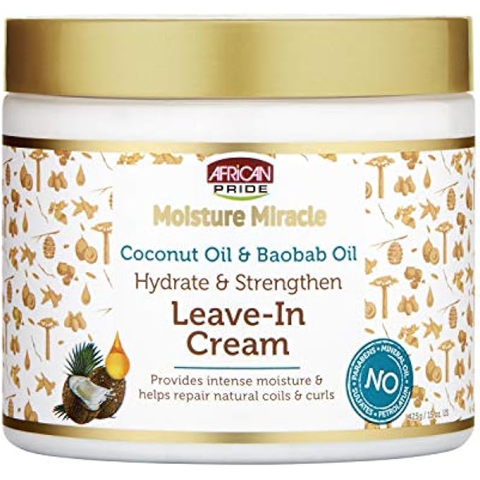 African Pride MOISTURE MIRACLE LEAVE IN CONDITIONER CREAM HYDRATE & STRENGTHEN 15OZ - Image 1