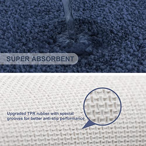 VANZAVANZU Bath Mats Non Slip Ultra Soft Absorbant Microfiber Fluffy Thick Bathroom Rugs Machine Washable (24"x36", Navy Blue) - Image 5