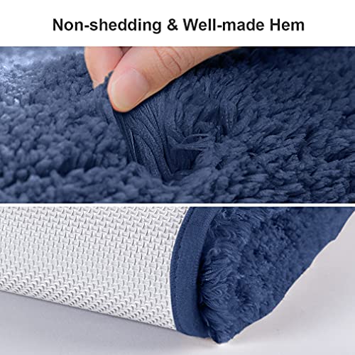 VANZAVANZU Bath Mats Non Slip Ultra Soft Absorbant Microfiber Fluffy Thick Bathroom Rugs Machine Washable (24"x36", Navy Blue) - Image 4