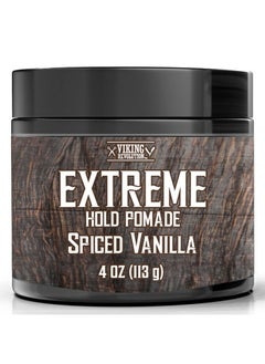 Viking Revolution Spiced Vanilla Hair Pomade For Men - Extreme Hold Hair Gel For Men Water Based - Mens Pomade Extra Firm Mens Hair Pomade Strong Hold - High Shine Mens Hair Cream (4Oz)  - Image 1