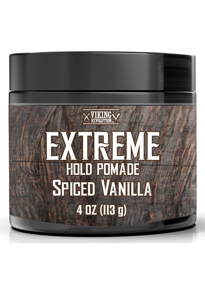 Viking Revolution Spiced Vanilla Hair Pomade For Men - Extreme Hold Hair Gel For Men Water Based - Mens Pomade Extra Firm Mens Hair Pomade Strong Hold - High Shine Mens Hair Cream (4Oz)  - Image 1