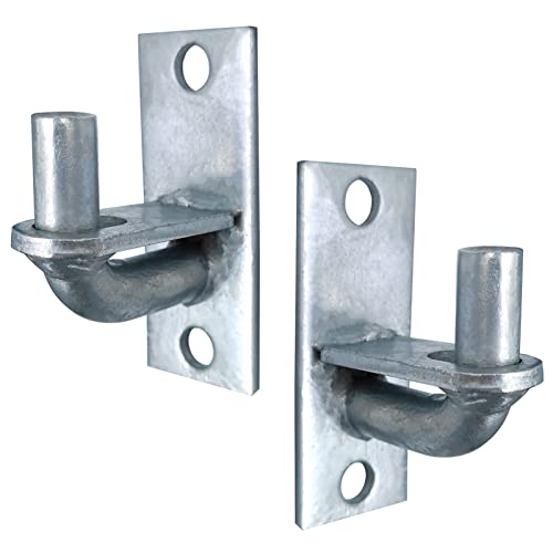 PLAIRC 2 Pack Wall Mount Gate Hinges, Heavy Duty Farm Gate Hinges, Chain Link Fence Gate Hinges Fence Post Chain Link Gate Hinge with 5/8 Hinge Pin (Screws Not Included) - Image 1