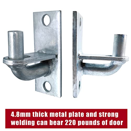 PLAIRC 2 Pack Wall Mount Gate Hinges, Heavy Duty Farm Gate Hinges, Chain Link Fence Gate Hinges Fence Post Chain Link Gate Hinge with 5/8 Hinge Pin (Screws Not Included) - Image 3