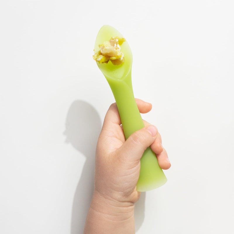 Olababy 100% Silicone Soft-Tip Training Spoon For Baby Led Weaning 2Pack (Kiwi/Lemon) - Image 4