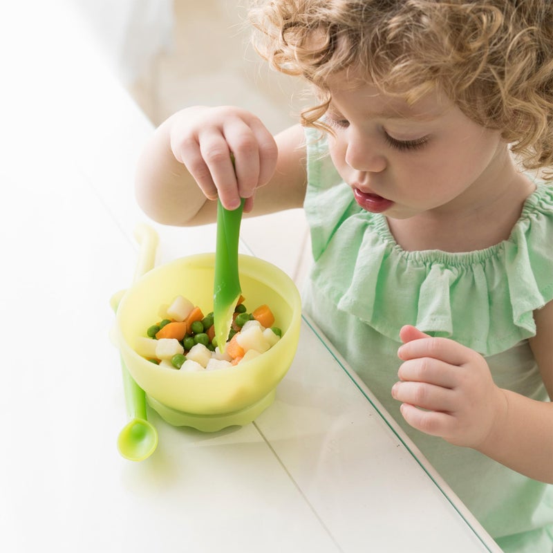 Olababy 100% Silicone Soft-Tip Training Spoon For Baby Led Weaning 2Pack (Kiwi/Lemon) - Image 3