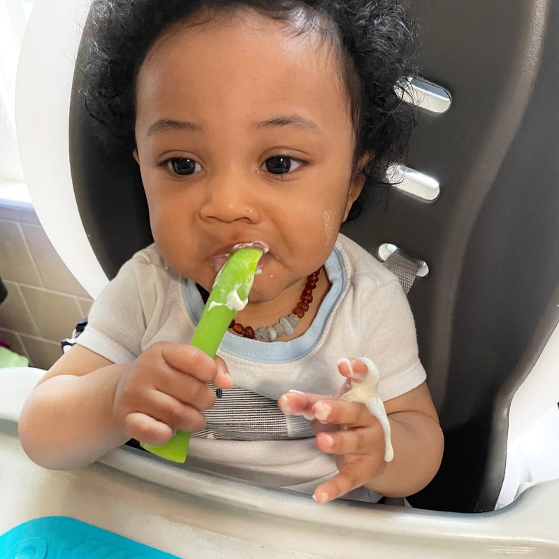 Olababy 100% Silicone Soft-Tip Training Spoon For Baby Led Weaning 2Pack (Kiwi/Lemon) - Image 5