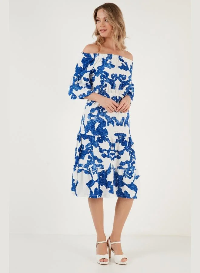 ليلا فستان كارمن بياقة مميزة بنقوش ليلى للنساء