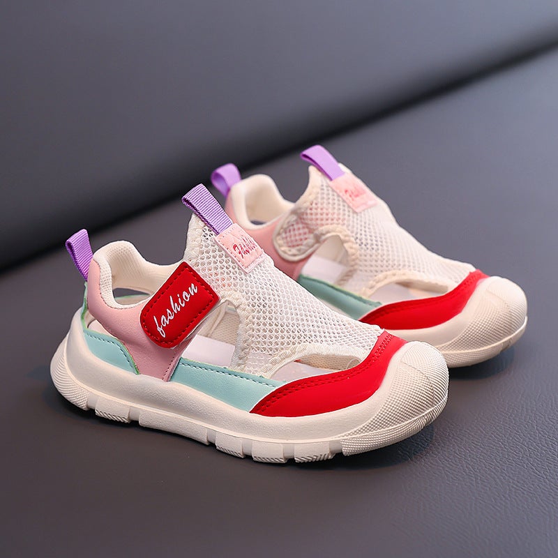 Sandals For Girls Summer Kidsren'S Baotou Beach Shoes Cut Out Soft Sole Sports Single Mesh Shoes For Girls And Older Kidsren - Image 5