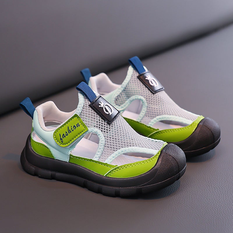 Sandals For Girls Summer Kidsren'S Baotou Beach Shoes Cut Out Soft Sole Sports Single Mesh Shoes For Girls And Older Kidsren - Image 3