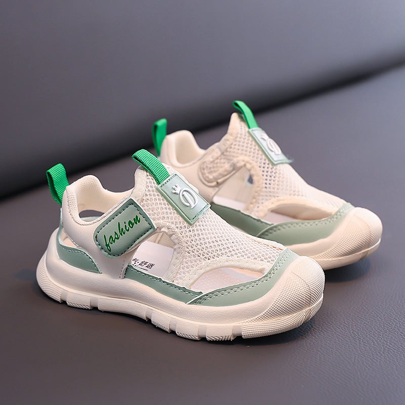 Sandals For Girls Summer Kidsren'S Baotou Beach Shoes Cut Out Soft Sole Sports Single Mesh Shoes For Girls And Older Kidsren - Image 4