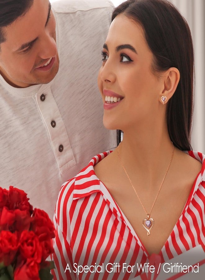 زيفيل أقراط زيفيل للنساء، أقراط مرصعة بحجر الميلاد على شكل قلب من الذهب الوردي، هدية مثالية للزوجة أو الصديقة، مناسبة للذكرى السنوية، أعياد الميلاد، الكريسماس، عيد الحب، عيد الأم، مجوهرات للنساء، الزوجة، الأم - Image 2