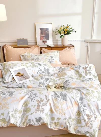 Donetella Printed Duvet Set, Queen Size 200x230 cm - 6-Pcs Bed Set, Microfiber Fabric - 1 Duvet Cover, 1 Fitted Sheet, 2 Pillow Shams, 2 Pillowcases (Filler Not Included)