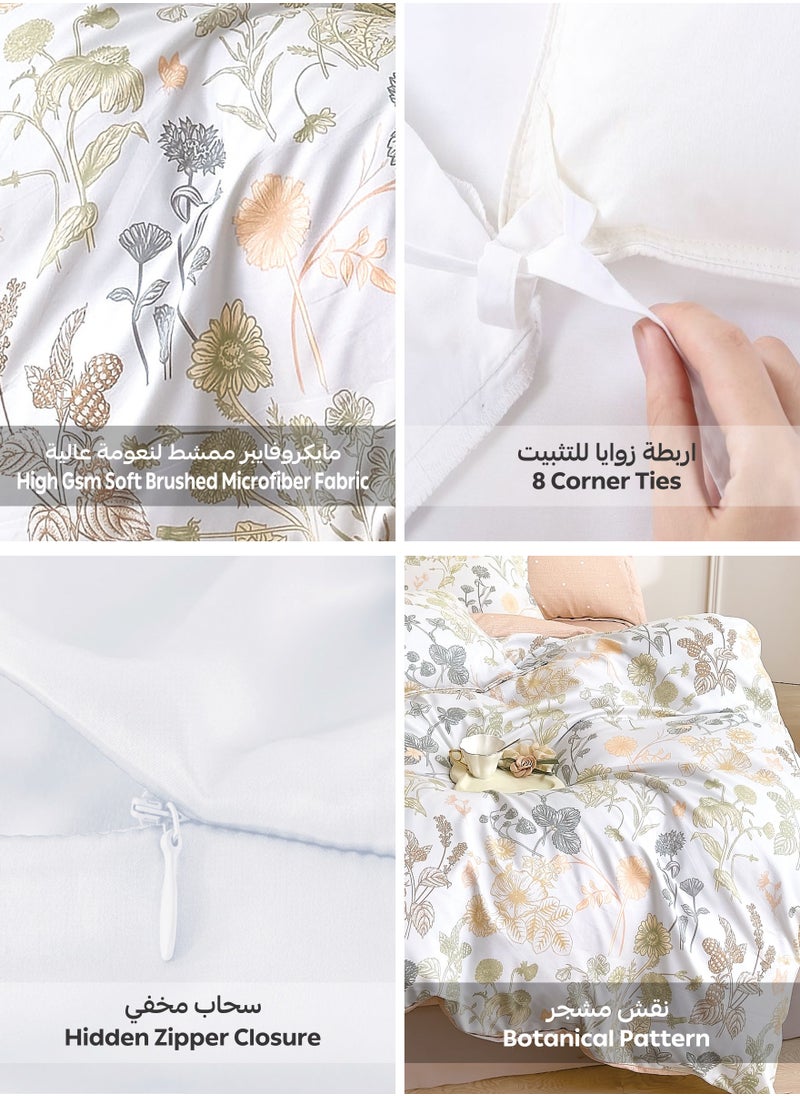 Donetella - Printed Duvet Set, Queen Size 200x230 cm - 6-Pcs Bed Set, Microfiber Fabric - 1 Duvet Cover, 1 Fitted Sheet, 2 Pillow Shams, 2 Pillowcases (Filler Not Included) - Image 1