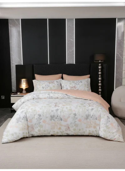 Donetella Printed Duvet Set, Queen Size Fits 180x200 cm - 6-Pcs Bed Set, Microfiber Fabric - 1 Duvet Cover, 1 Fitted Sheet, 2 Pillow Shams, 2 Pillowcases (Filler Not Included)