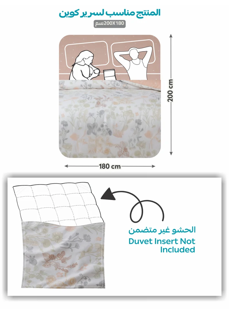 Donetella QUEEN (180x200 cm) Printed Duvet Set, Queen Size Fits 180x200 cm - 6-Pcs Bed Set, Microfiber Fabric - 1 Duvet Cover, 1 Fitted Sheet, 2 Pillow Shams, 2 Pillowcases (Filler Not Included)  | Best Price UAE