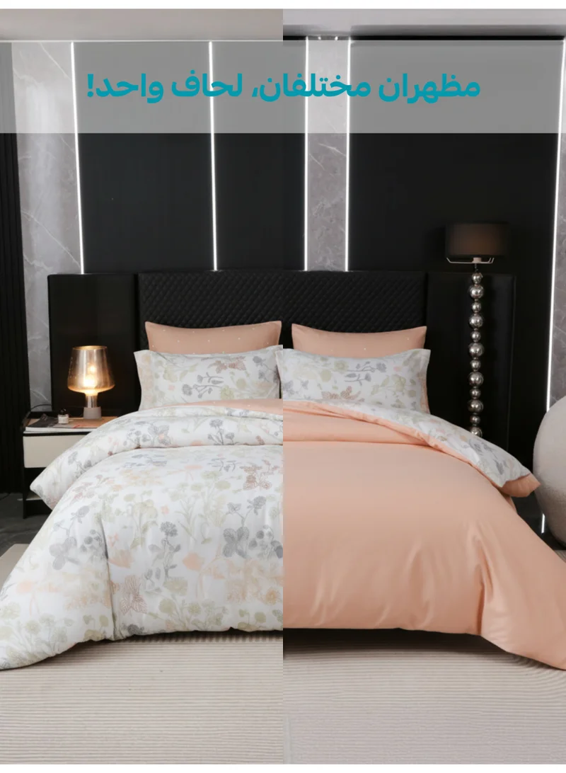 Donetella QUEEN (180x200 cm) Printed Duvet Set, Queen Size Fits 180x200 cm - 6-Pcs Bed Set, Microfiber Fabric - 1 Duvet Cover, 1 Fitted Sheet, 2 Pillow Shams, 2 Pillowcases (Filler Not Included)  | Best Price UAE