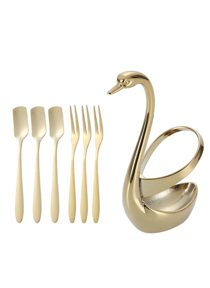 Y&D 7-Piece Swan Base Dinnerware Set Gold 5 x 15.5centimeter  - Image 1