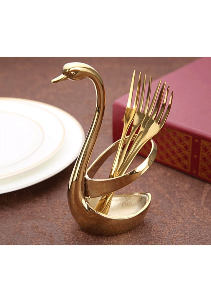 Y&D 7-Piece Swan Base Dinnerware Set Gold 5 x 15.5centimeter  - Image 2