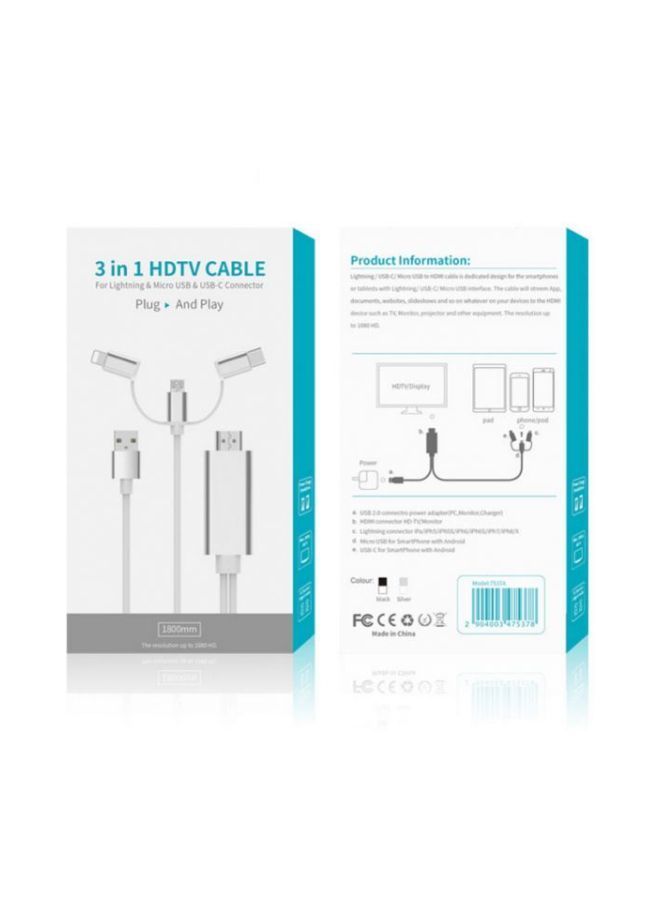NIBEMINENT 3-In-1 Plug And Play HDTV Cable White - Image 2