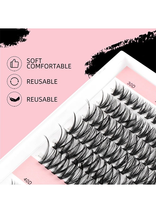 Lemon False Eyelashes DIY Lash Extension Kit, Individual Cluster Lashes, Dense Natural Lashes with Tweezers, Glue & Remover, Reusable Eyelash Extension - Image 5