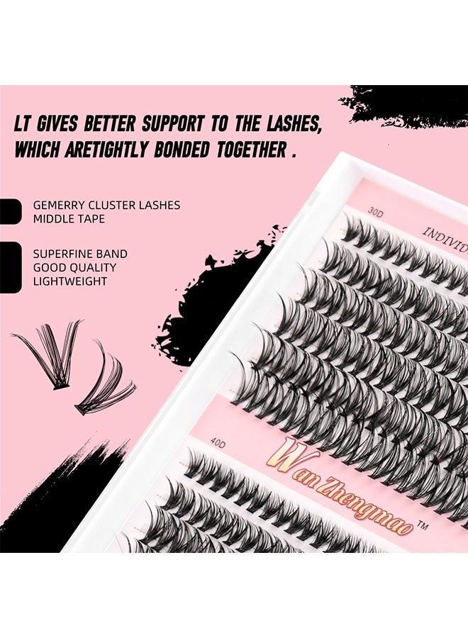 Lemon False Eyelashes DIY Lash Extension Kit, Individual Cluster Lashes, Dense Natural Lashes with Tweezers, Glue & Remover, Reusable Eyelash Extension - Image 4
