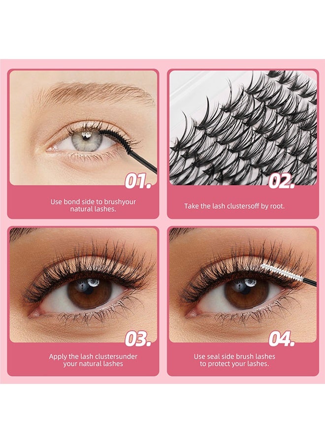 Lemon False Eyelashes DIY Lash Extension Kit, Individual Cluster Lashes, Dense Natural Lashes with Tweezers, Glue & Remover, Reusable Eyelash Extension - Image 2