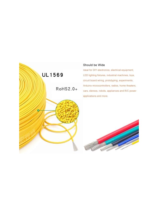 The Bros مجموعة أسلاك كهربائية UL1569-20AWG معدات كهربائية أسلاك نحاسية صلبة نحاسية مغطاة موصلات أسلاك DIY إلكترونيات مقاومة لدرجات الحرارة العالية، أدوات متضمنة <13.1 قدم X 6 ألوان> - Image 4