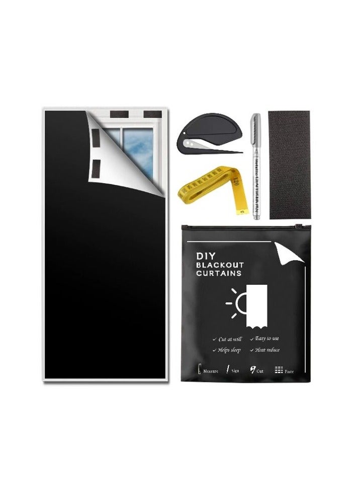 ستائر الإظلام المحمولة مع الشريط اللاصق الذاتي السفر الستائر الشمسية القابلة للقطع لغرفة النوم غرفة المعيشة الحمام والستائر الإظلام العلية عرض 145 سم طول 200 سم - Image 1