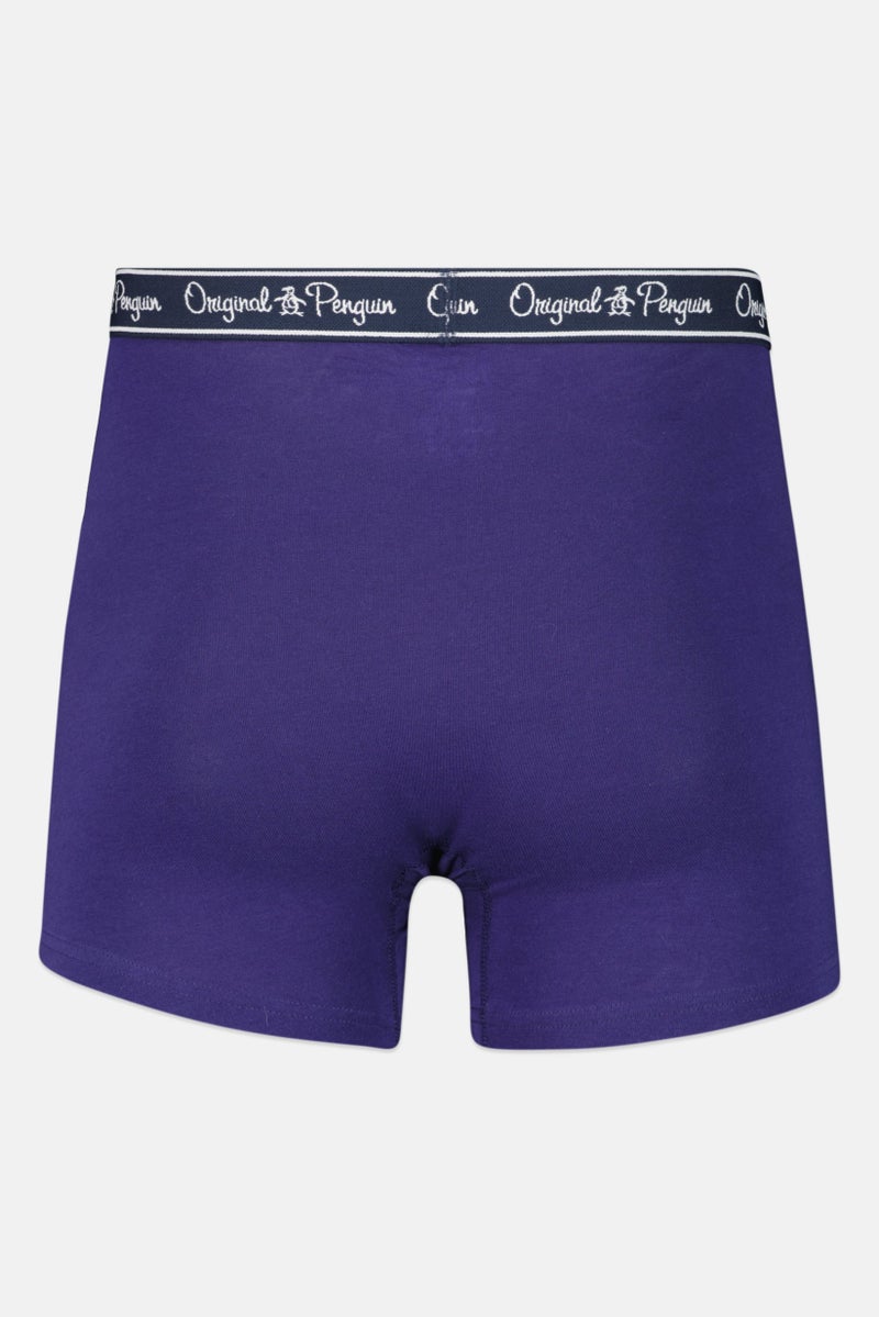 Original Penguin Men 3 Pieces Plain Boxer Briefs, Navy/Purple/Steel Blue  - Image 4