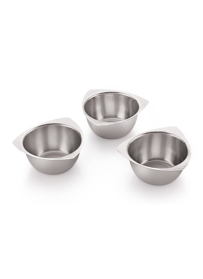 FINALITY FINALITY Stainless Steel triangale Hammared Dessert Bowl Size 10 cm 3  - Image 1