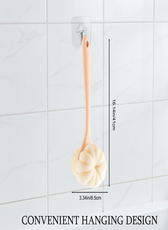 MIRJXB Back Scrubber for Shower, Loofah with Handle and 2 Hooks, Pink Shower Brush for Body, Long Handle Back Brush for Women and Men - Image 2
