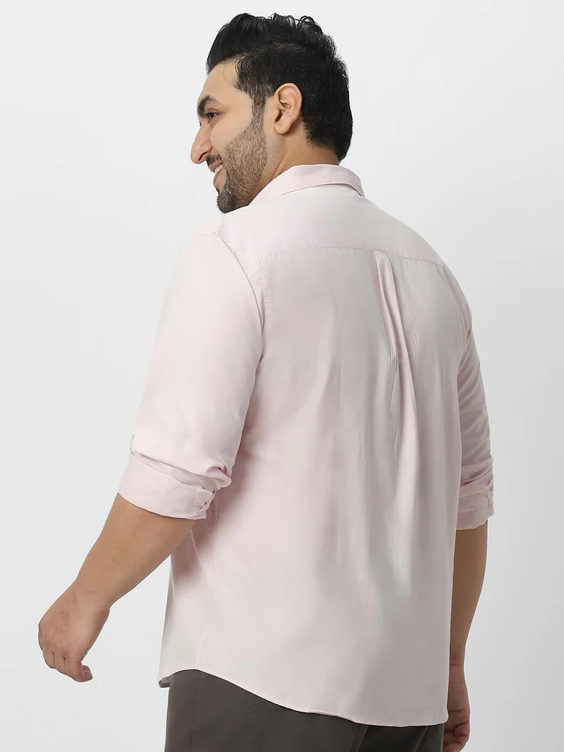 Urbano Fashion  Urbano Plus Men's Baby Pink Cotton Full Sleeve Regular Fit Casual Solid Shirt  | Best Price UAE