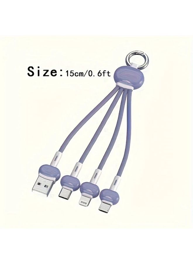 أخضر 15 سم 3 في 1 متعدد الوظائف سلسلة المفاتيح كابل بيانات USB A إلى Type C أندرويد - Image 2