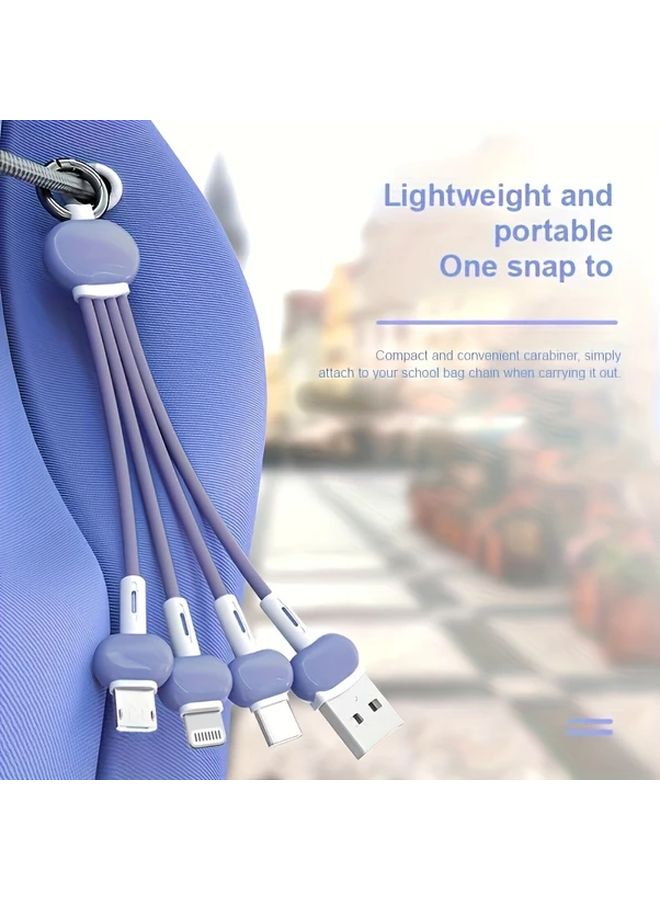 أخضر 15 سم 3 في 1 متعدد الوظائف سلسلة المفاتيح كابل بيانات USB A إلى Type C أندرويد - Image 4