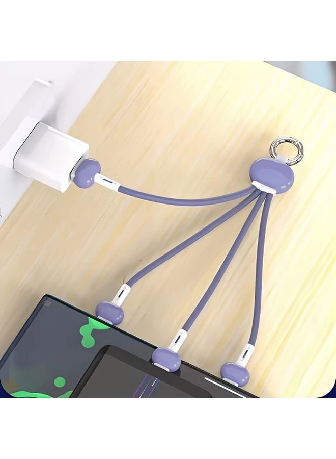أخضر 15 سم 3 في 1 متعدد الوظائف سلسلة المفاتيح كابل بيانات USB A إلى Type C أندرويد - Image 1