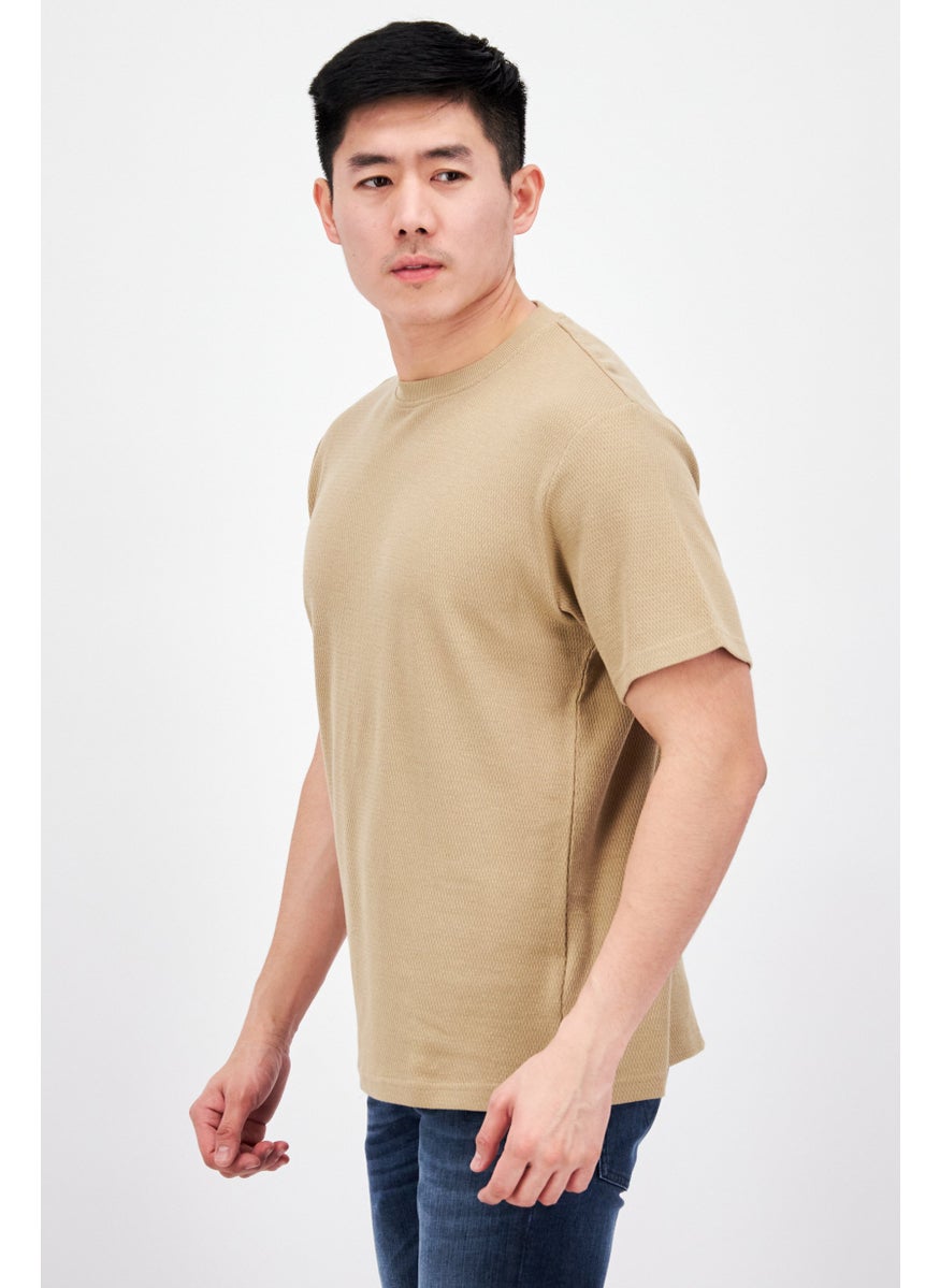 Men Crew Neck Short Sleeve Print Solid T-Shirt, Tan - pzsku/Z646D23CB06B577FA0BCBZ/45/_/1729779384/324eb6db-6370-4827-bea7-29ba02db2215