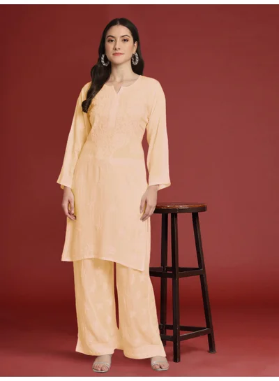Alaya Women Hand Embroidered Lucknowi Chikankari Modal Kurta Set AL3662