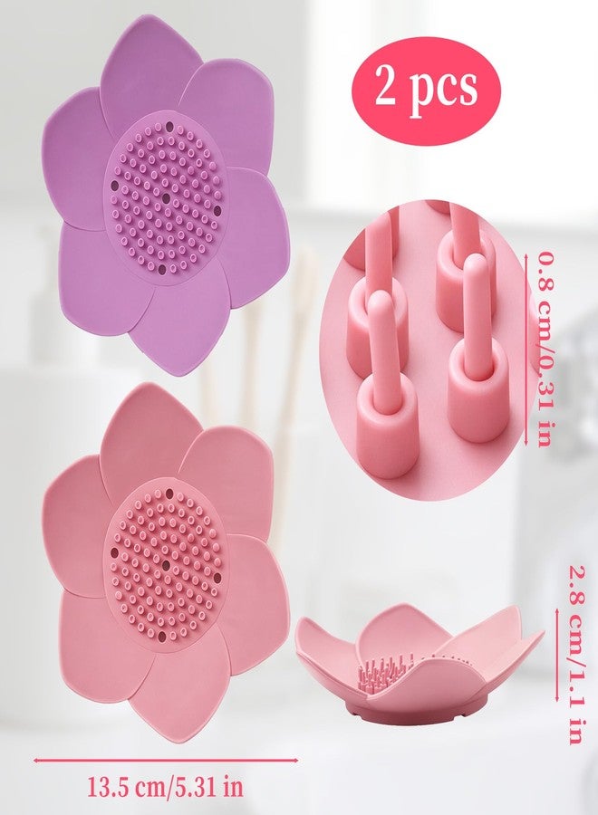 LUSTRIB 2 Pcs Lotus Shape Shower Steamer Tray, Silicone Soap Holder Non-Slip, Flower Shape Draining Soap Dishes with Drainage for Shower Non-Slip Holders Bathtub, Sink & Modern Bathroom Décor - Image 2