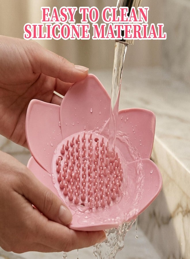 LUSTRIB 2 Pcs Lotus Shape Shower Steamer Tray, Silicone Soap Holder Non-Slip, Flower Shape Draining Soap Dishes with Drainage for Shower Non-Slip Holders Bathtub, Sink & Modern Bathroom Décor - Image 4