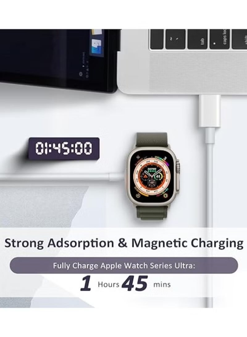 Magnetic Charging Cable for Apple Watch Charger,【USB C Port】 Wireless Charger Cables Compatible with iWatch Series Ultra2/Ultra/8/7/6/SE/SE2/5/4/3/2,White（100cm） - Image 4