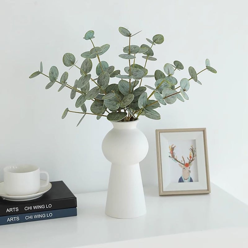 grtefhu 5 Pcs Faux Eucalyptus Stems for Vase, 17.7" Artificial Eucalyptus Branches with Green Leaves, Fake Greenery Stems for Bathroom Table Shelf Indoor Decor - Image 2