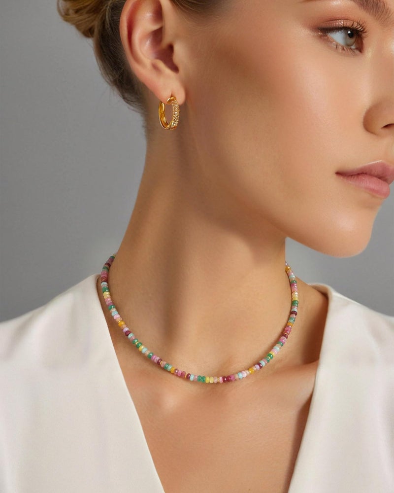MIDDLUX Beaded Necklaces for Women, Choker Colorful Beaded Necklace, Rainbow Crystal Necklace, Summer Jewelry, Boho Necklaces for Women - Image 3