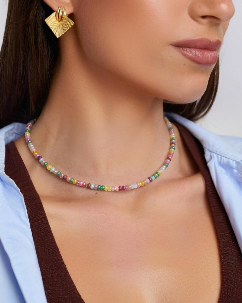 MIDDLUX Beaded Necklaces for Women, Choker Colorful Beaded Necklace, Rainbow Crystal Necklace, Summer Jewelry, Boho Necklaces for Women - Image 2