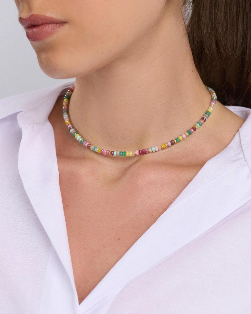 MIDDLUX Beaded Necklaces for Women, Choker Colorful Beaded Necklace, Rainbow Crystal Necklace, Summer Jewelry, Boho Necklaces for Women - Image 4