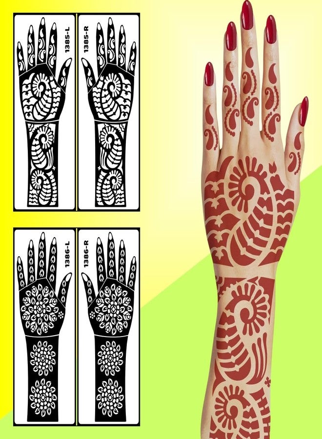ORDERSHOCK Bridal Both Hand & Fingers Art Stencil Mehndi Sticker Combo For Beginners Easy Stencils For Festivals And Wedding - Image 3