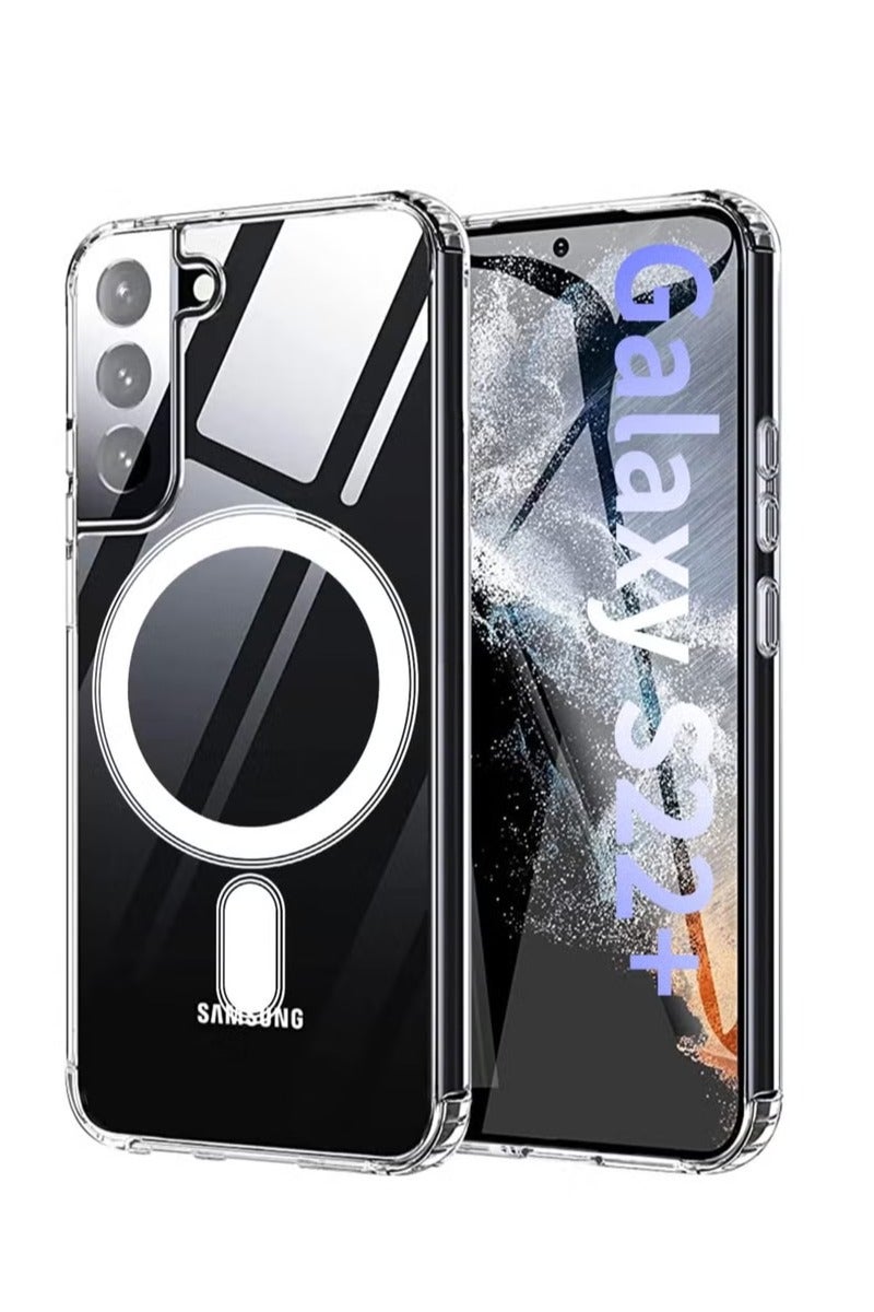 أوميكسبرو جراب مغناطيسي لهاتف Samsung Galaxy S22 Plus 5G متوافق مع MagSafe، غطاء هاتف واقٍ مقاوم للصدمات غير قابل للاصفرار، غطاء خلفي شفاف صلب من البولي كربونات - Image 1