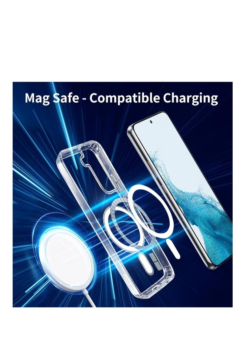 أوميكسبرو جراب مغناطيسي لهاتف Samsung Galaxy S22 Plus 5G متوافق مع MagSafe، غطاء هاتف واقٍ مقاوم للصدمات غير قابل للاصفرار، غطاء خلفي شفاف صلب من البولي كربونات - Image 3